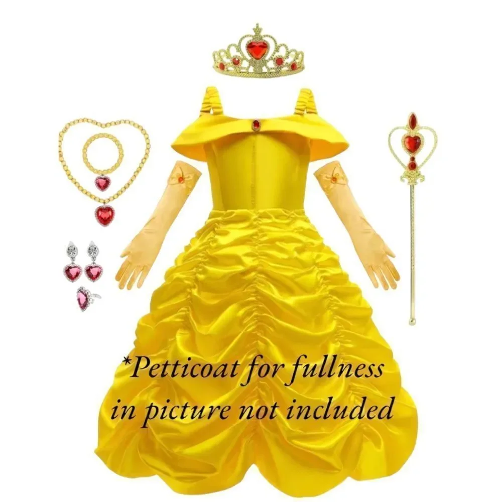 New Yellow Princess Halloween Dress Up Costume With Accessories Size 4/5